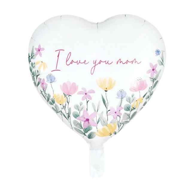 Witte Helium Ballon I Love You Mom Leeg 45cm van WeFiesta koop je bij Partywinkel