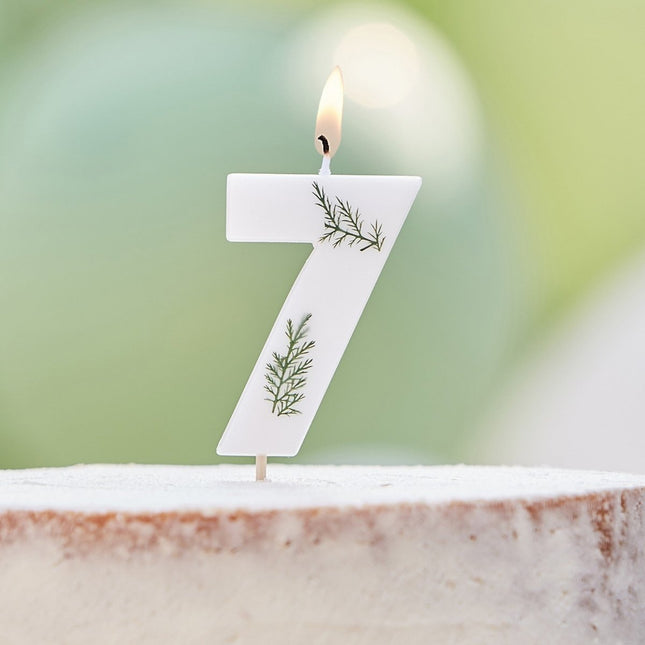 Witte Kaars 7 Jaar Gebladerd 5cm van Ginger Ray koop je bij Partywinkel