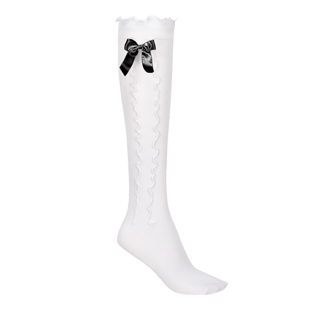 Witte Kousen Met Zwarte Strik 2st van Haus Huberts koop je bij Partywinkel