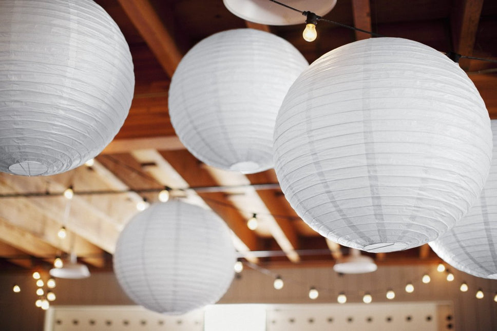 Witte Lampion Rond 20cm van Partydeco koop je bij Partywinkel