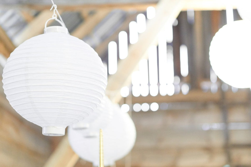 Witte Lampion Rond met lampje 20cm van Partydeco koop je bij Partywinkel