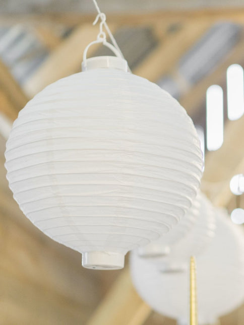 Witte Lampion Rond met lampje 30cm van Partydeco koop je bij Partywinkel