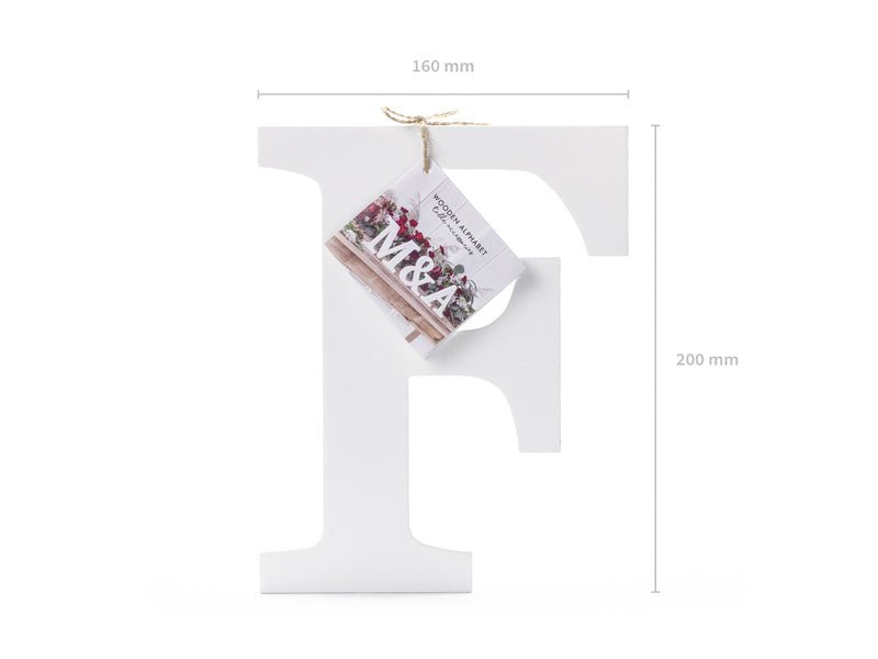 Witte Letter F Hout 20cm van Partydeco koop je bij Partywinkel