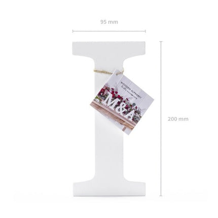 Witte Letter I Hout 20cm van Partydeco koop je bij Partywinkel