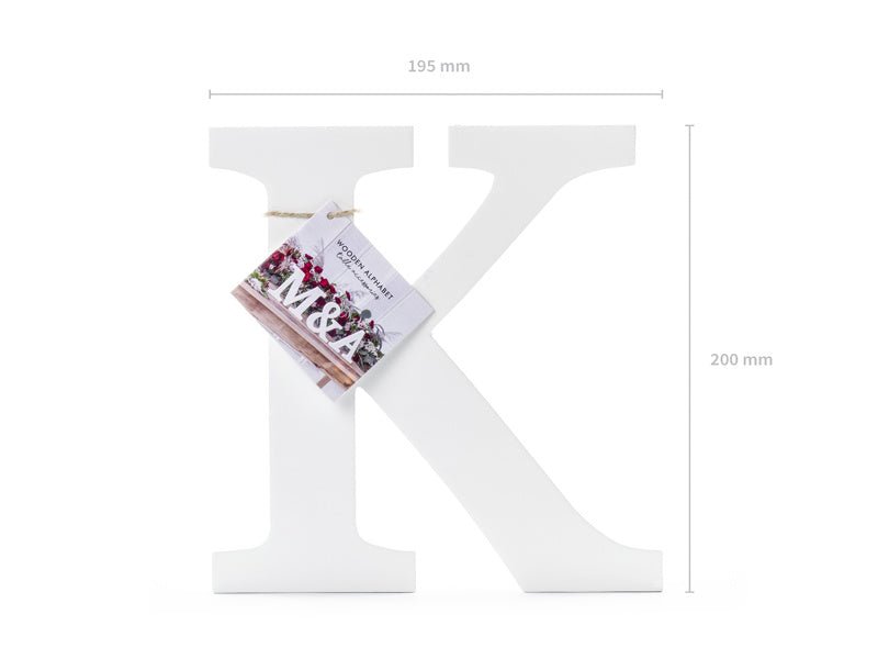 Witte Letter K Hout 20cm van Partydeco koop je bij Partywinkel