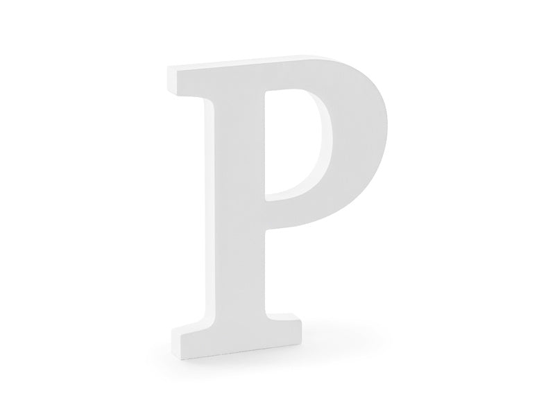 Witte Letter P Hout 20cm van Partydeco koop je bij Partywinkel
