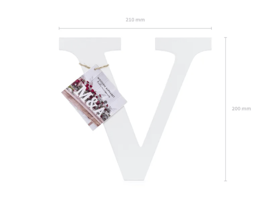 Witte Letter V Hout 21cm van Partydeco koop je bij Partywinkel