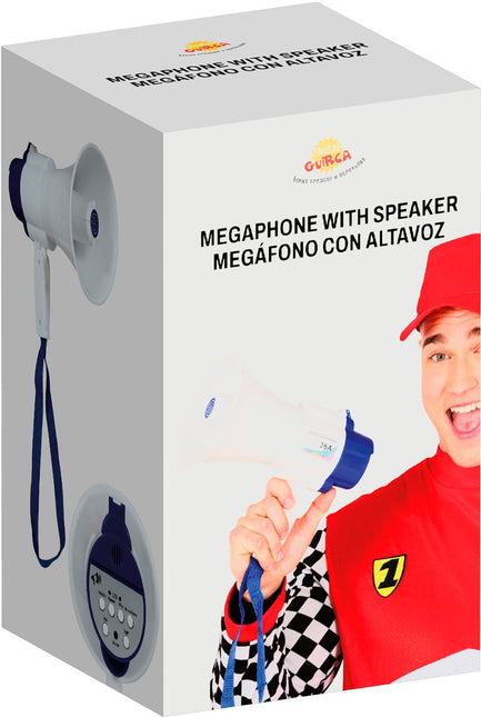 Witte Megafoon van Fiestas Guirca koop je bij Partywinkel