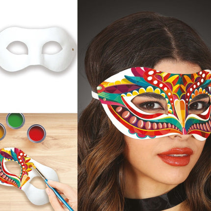 Witte Oogmasker Beschilderbaar van Fiestas Guirca koop je bij Partywinkel