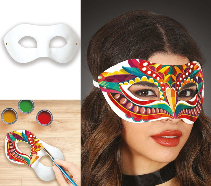 Witte Oogmasker Beschilderbaar van Fiestas Guirca koop je bij Partywinkel