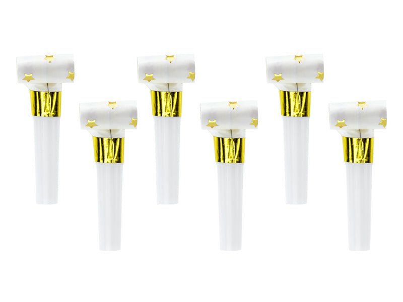 Witte Roltongen Gouden Sterren 6st van Partydeco koop je bij Partywinkel