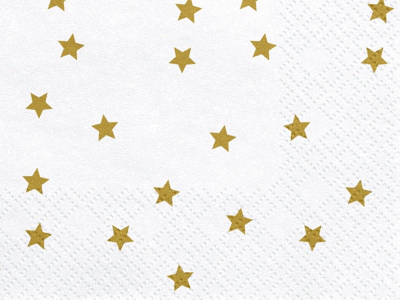 Witte Servetten Gouden Sterren 33cm 20st van Partydeco koop je bij Partywinkel