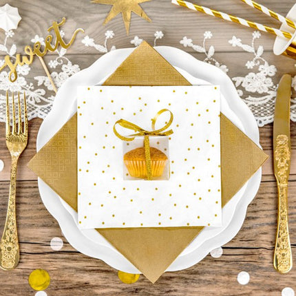 Witte Servetten met Gouden Stippen 33cm 20st van Partydeco koop je bij Partywinkel