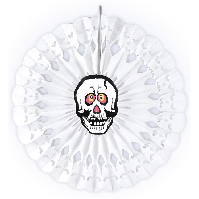 Witte Waaier Schedel 50cm van Widmann koop je bij Partywinkel
