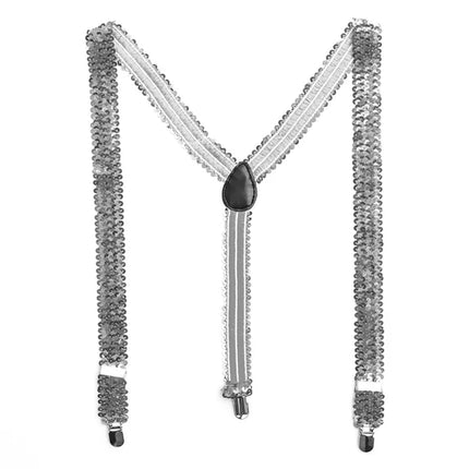 Silver Sequin Suspenders