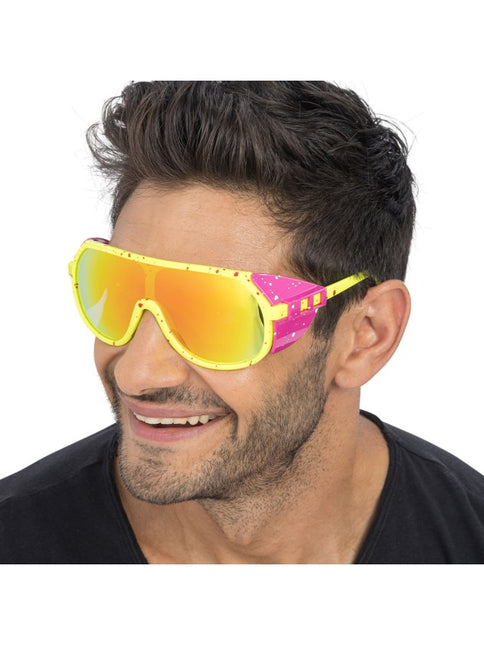 Yellow and Pink Retro Party Glasses, 15 cm