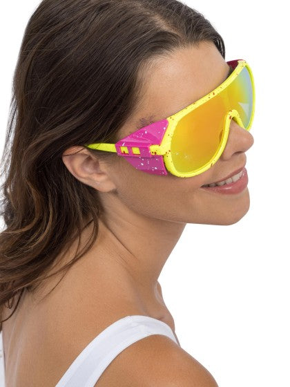 Yellow and Pink Retro Party Glasses, 15 cm