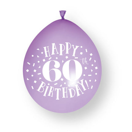 10ct Happy 60th Birthday 23cm Latex Balloons