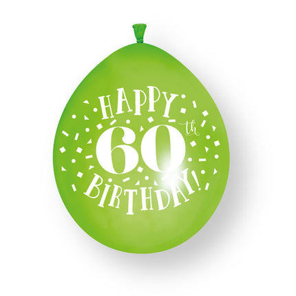 10ct Happy 60th Birthday 23cm Latex Balloons