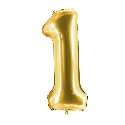 1 Year Number Balloon, Gold, Empty, 85 cm