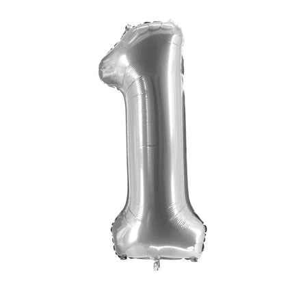 1-Year-Old Number Balloon, Silver, Empty, 1 m