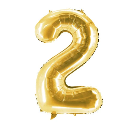 2-Year-Old Number Balloon, Gold, Empty, 1 m