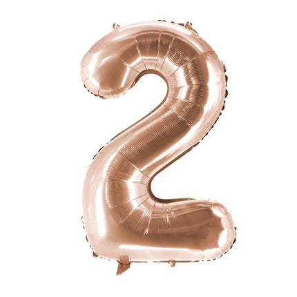 2-Year-Old Number Balloon, Rose Gold, Empty, 1 m