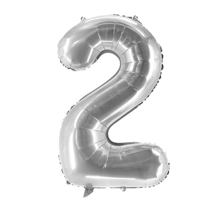 2-Year-Old Number Balloon, Silver, Empty, 1 m