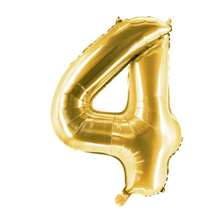 4-Year-Old Number Balloon, Gold, Empty, 1m
