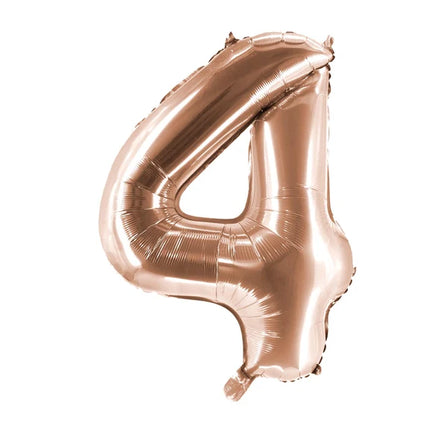 4-Year-Old Number Balloon, Rose Gold, Empty, 1 m