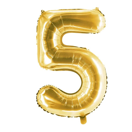 5-Year-Old Number Balloon, Gold, Empty, 1 m