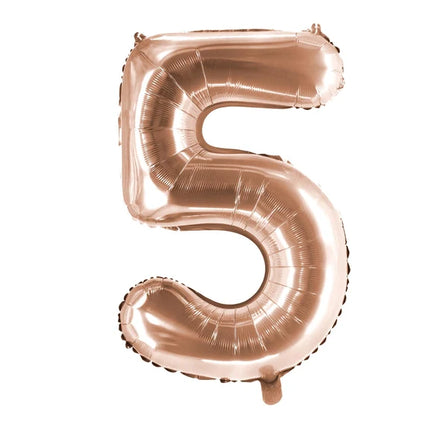 5-Year-Old Number Balloon, Rose Gold, Empty, 1 m