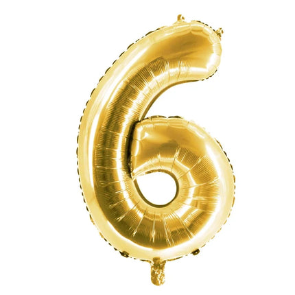 6 Years Number Balloon, Gold, Empty, 1 m