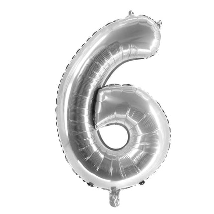 6 Years Old Number Balloon, Silver, Empty, 1 m