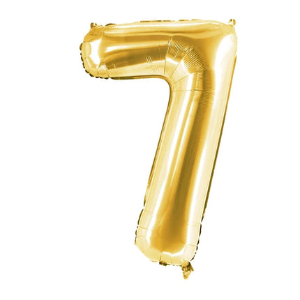 7 Years Old Number Balloon, Gold, Empty, 1 m