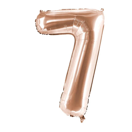 7-Year-Old Number Balloon, Rose Gold, Empty, 1 m