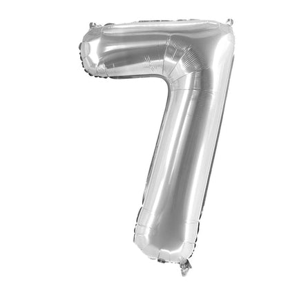 7 Years Old Number Balloon, Silver, Empty, 1 m