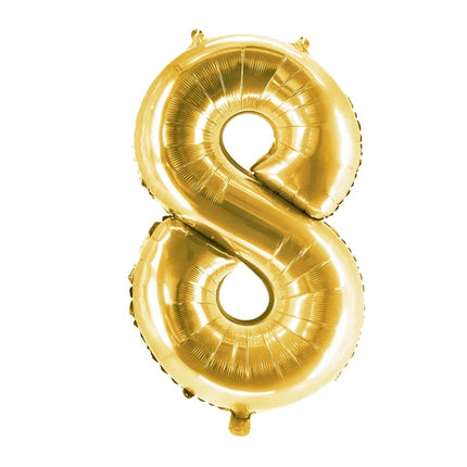 8 Years Old Number Balloon, Gold, Empty, 1 m