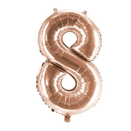 8-Year-Old Number Balloon, Rose Gold, Empty, 1 m
