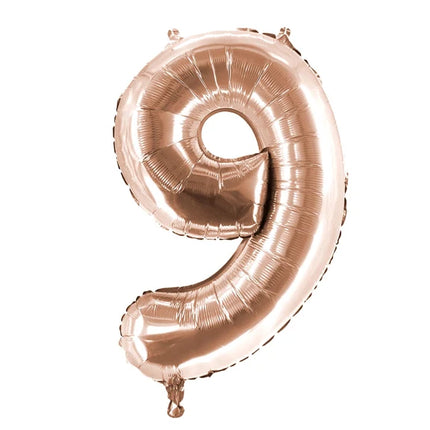 9-Year-Old Number Balloon, Rose Gold, 1 m, Empty