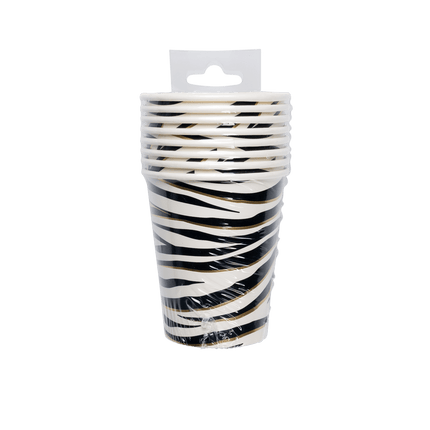 Zebra Bekers 9cm 8st van Paper Dreams koop je bij Partywinkel