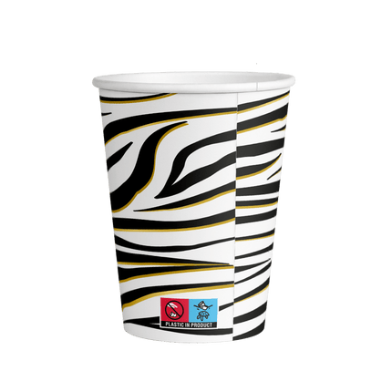 Zebra Bekers 9cm 8st van Paper Dreams koop je bij Partywinkel