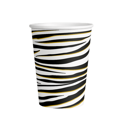 Zebra Bekers 9cm 8st van Paper Dreams koop je bij Partywinkel