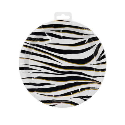 Zebra Borden Zwart Wit 23cm 8st van Paper Dreams koop je bij Partywinkel