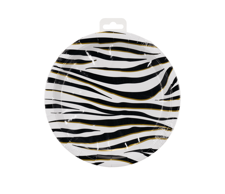 Zebra Borden Zwart Wit 23cm 8st van Paper Dreams koop je bij Partywinkel