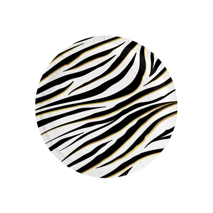 Zebra Borden Zwart Wit 23cm 8st van Paper Dreams koop je bij Partywinkel