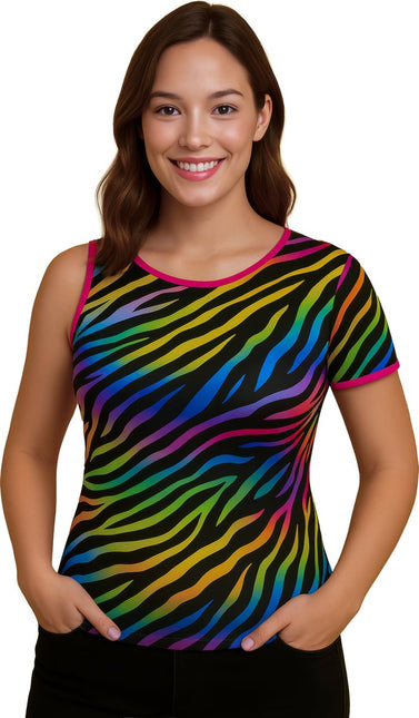 Zebra Shirt Gekleurd Dames van Fiestas Guirca koop je bij Partywinkel
