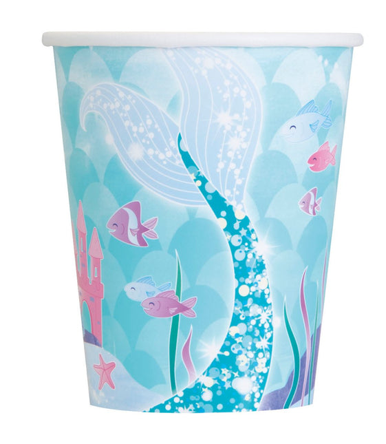 Zeemeermin Bekers Papier 266ml 8st van Unique koop je bij Partywinkel