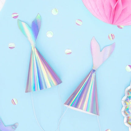 Zeemeermin Feesthoedjes 18cm 6st van Partydeco koop je bij Partywinkel