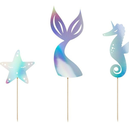 Zeemeermin Taart Topper Set 3 delig van Partydeco koop je bij Partywinkel